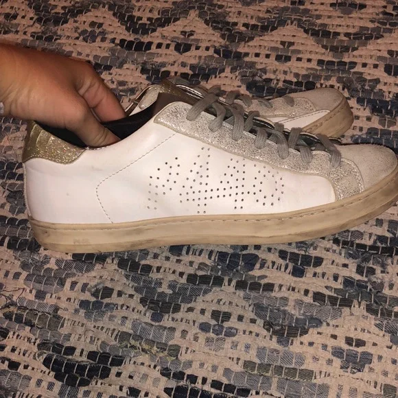 Baskets P448 Argentées/blanches - Taille 39 (US 8) - Cuir - Occasion Très Bon état
